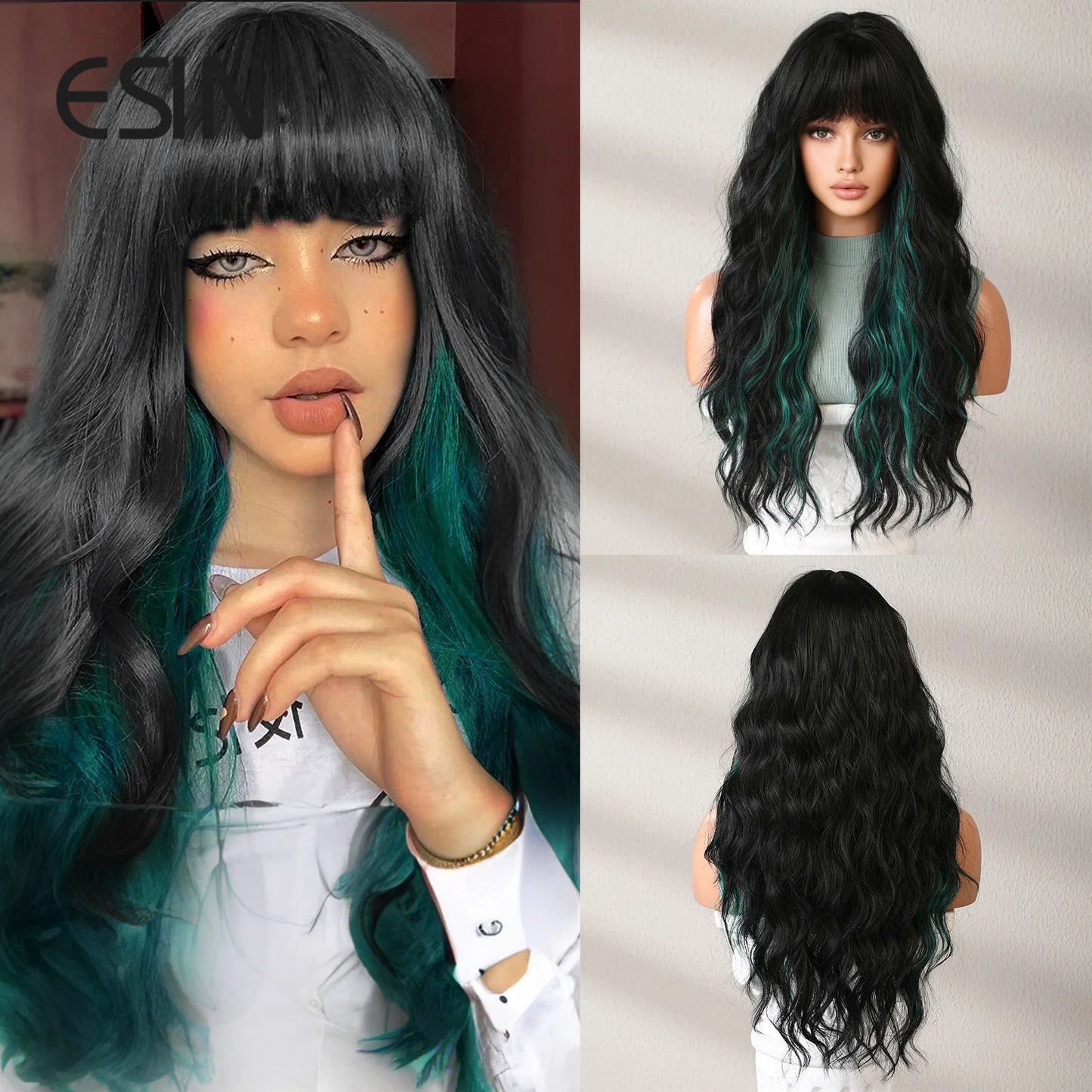 the GILLIAN - Natural Elegant Synthetic Wig, Long Ombre Red Brown Wigs for Women, Ombre Layered Hair with Dark Roots Daily Party Cosplay