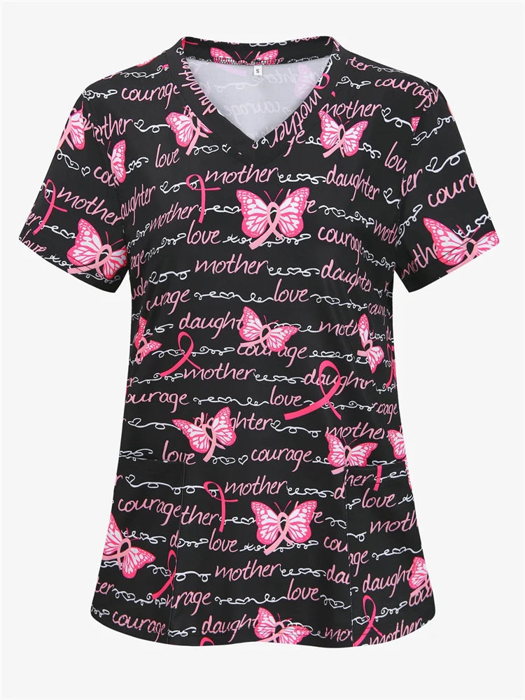 the SCRUBS - Hospital Nursing Scrub Top Printed Cotton Uniform High-Quality Doctor Surgical Gown Hospital Accessories Pediatric Clinical Tops