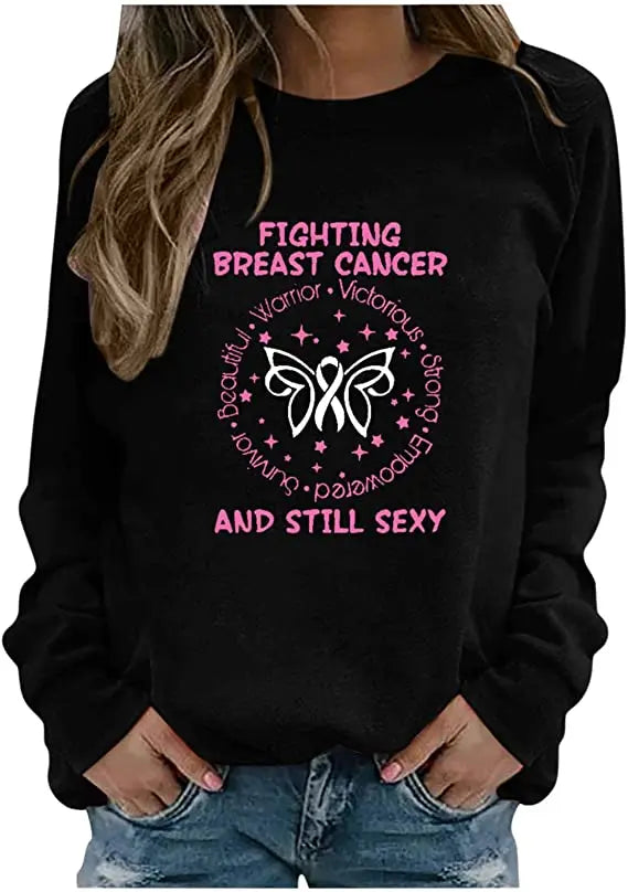 Pink Ribbon Breast Cancer Awareness Long Sleeve Breast Cancer Awareness Shirts for Women Wear Month T-Shirt In October