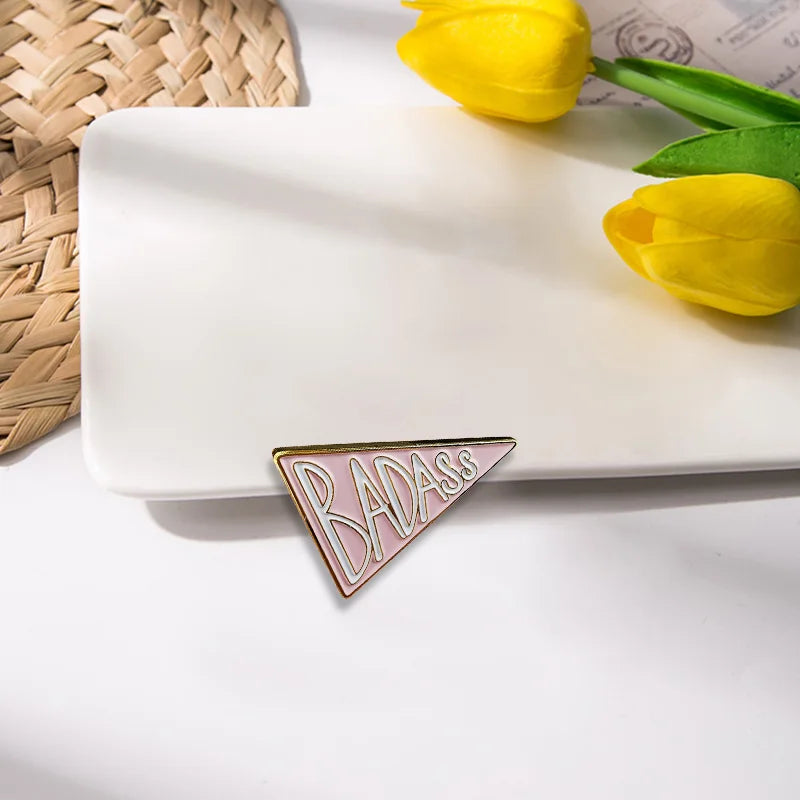 Pink Badass Hard Enamel Pin  Feminist Gift