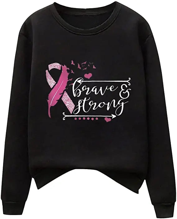 Pink Ribbon Breast Cancer Awareness Long Sleeve Breast Cancer Awareness Shirts for Women Wear Month T-Shirt In October