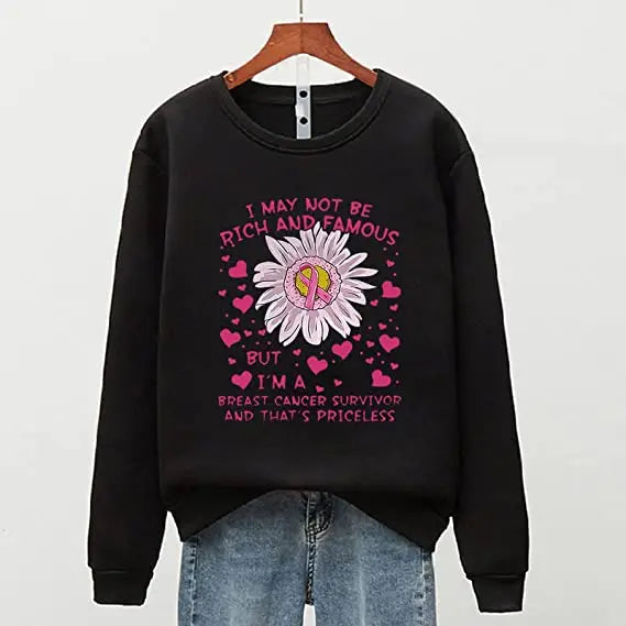 Pink Ribbon Breast Cancer Awareness Long Sleeve Breast Cancer Awareness Shirts for Women Wear Month T-Shirt In October