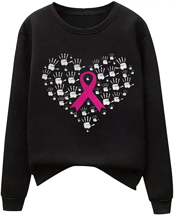Pink Ribbon Breast Cancer Awareness Long Sleeve Breast Cancer Awareness Shirts for Women Wear Month T-Shirt In October