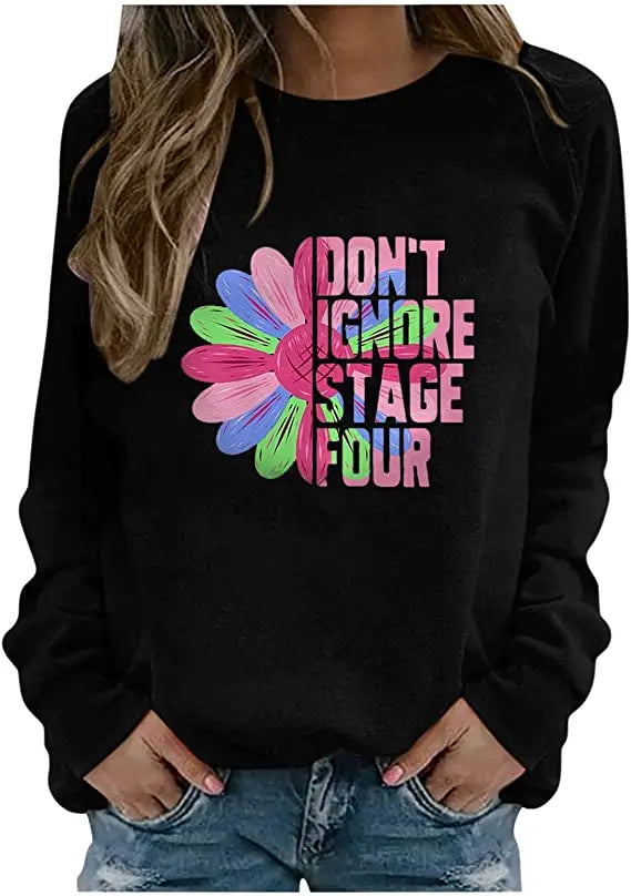 Pink Ribbon Breast Cancer Awareness Long Sleeve Breast Cancer Awareness Shirts for Women Wear Month T-Shirt In October