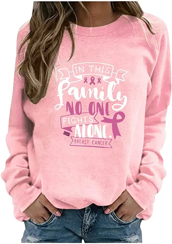 Pink Ribbon Breast Cancer Awareness Long Sleeve Breast Cancer Awareness Shirts for Women Wear Month T-Shirt In October