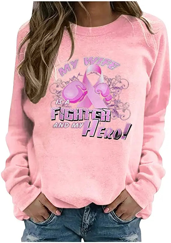 Pink Ribbon Breast Cancer Awareness Long Sleeve Breast Cancer Awareness Shirts for Women Wear Month T-Shirt In October
