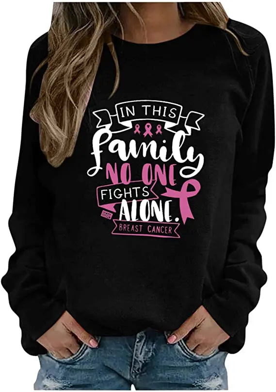 Pink Ribbon Breast Cancer Awareness Long Sleeve Breast Cancer Awareness Shirts for Women Wear Month T-Shirt In October