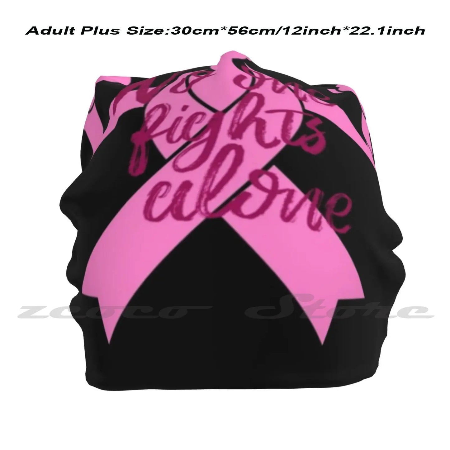 the FIGHTER - No One Fights Alone Breast Cancer Awareness Knit Hat