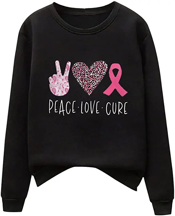 Pink Ribbon Breast Cancer Awareness Long Sleeve Breast Cancer Awareness Shirts for Women Wear Month T-Shirt In October