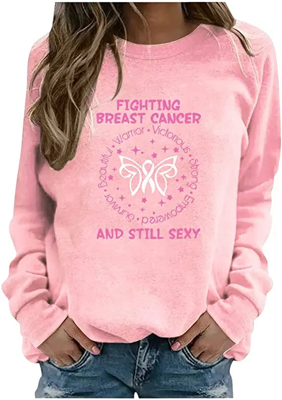 Pink Ribbon Breast Cancer Awareness Long Sleeve Breast Cancer Awareness Shirts for Women Wear Month T-Shirt In October