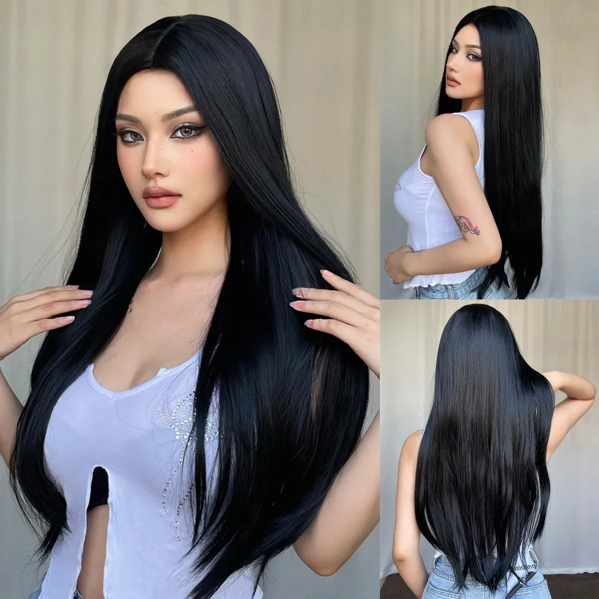 the ANNIE - Copper Ginger Brown Long Straight Wig, Synthetic Women's Wigs Middle Part Cosplay Daily Use Natural Hair Heat Resistant Fibre