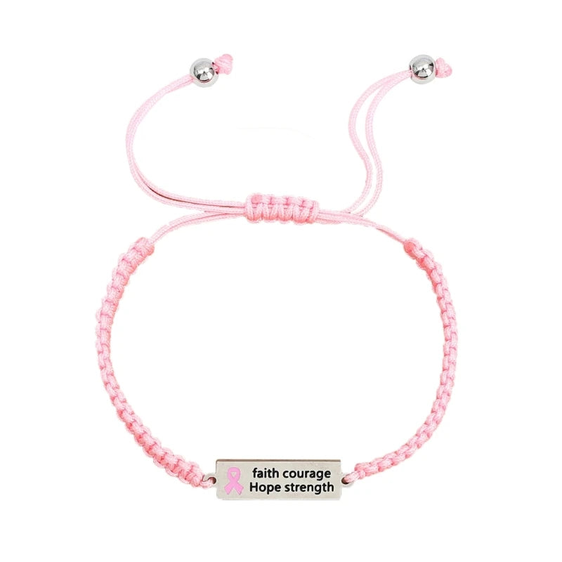 the FRIENDSHIP BRACELET - Pink Ribbon Charm Bracelet Breast Cancers Awareness