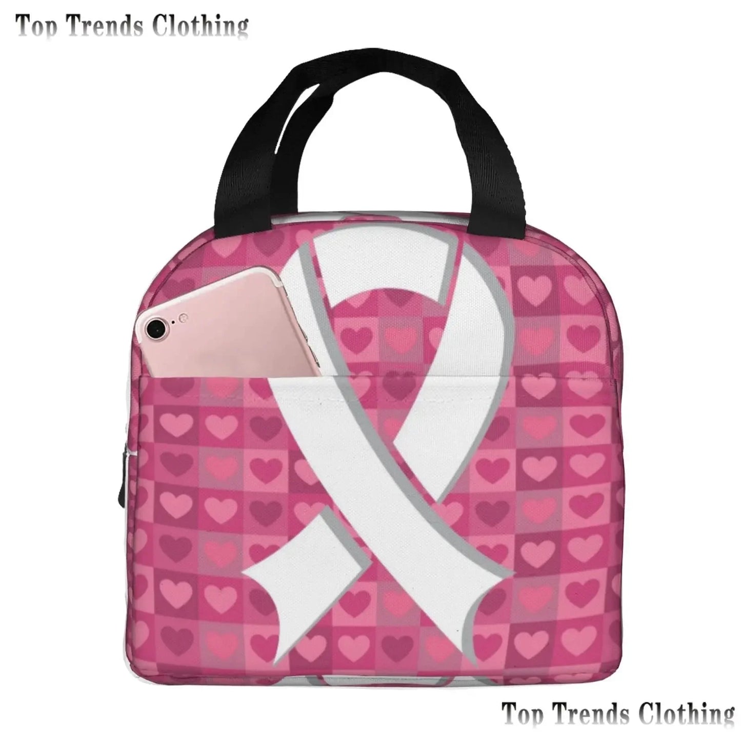 the BOOBIE BAG - Pink Ribbon Breast Cancer Awareness Flag Insulated Lunch Bag
