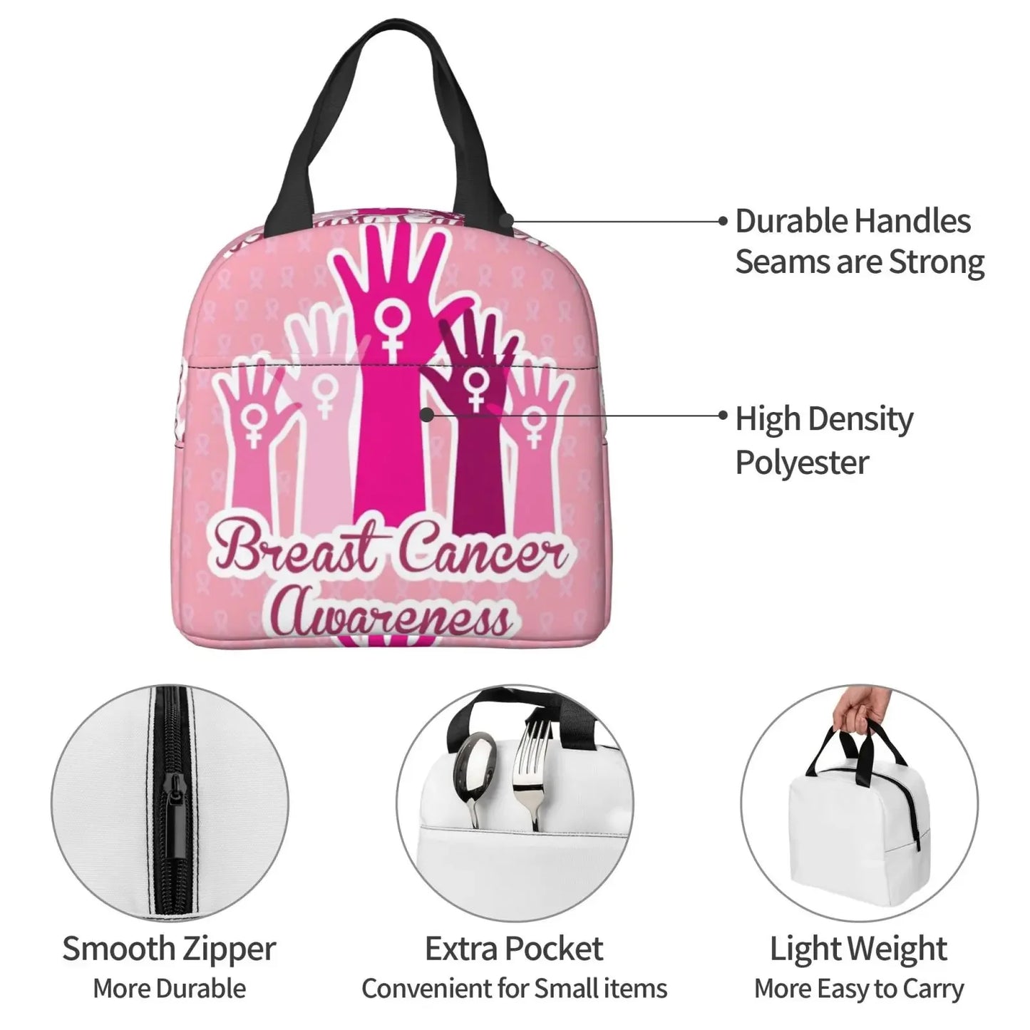 the BOOBIE BAG - Pink Ribbon Breast Cancer Awareness Flag Insulated Lunch Bag