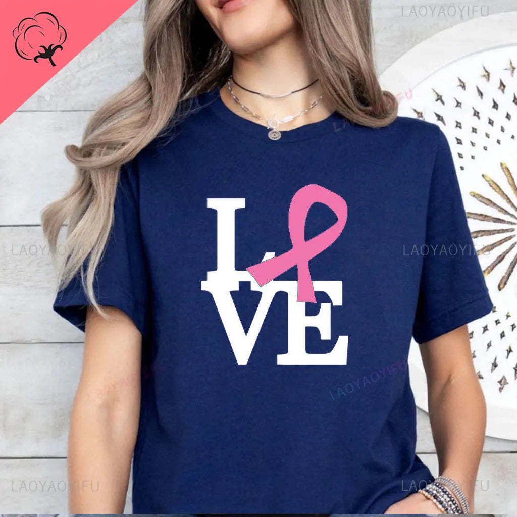 the OCTOBER COLLECTION - In October We Wear Pink Ghosts Cotton T-Shirt Breast Cancer Awareness Halloween T-Shirt Breast Cancer Support Tee