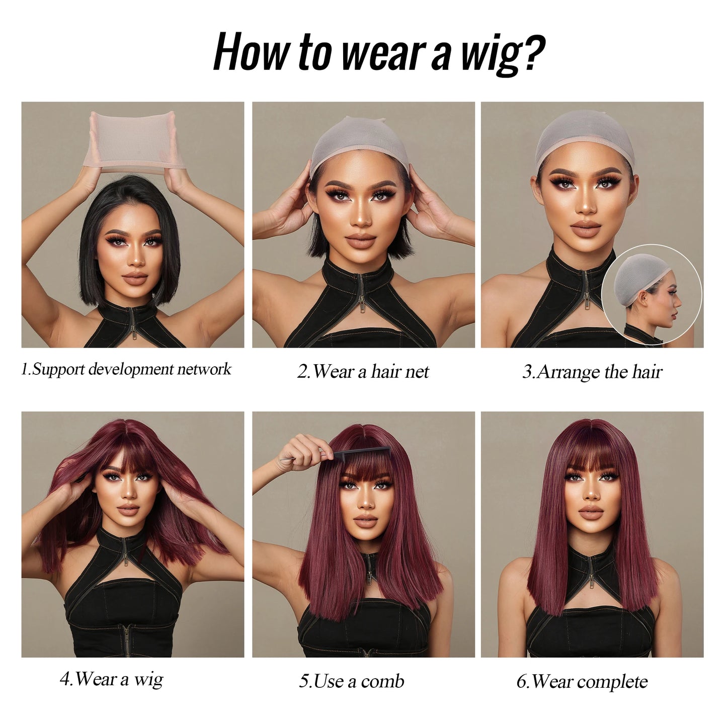 the MADELEINE - Ombre Honey Brown Synthetic Hair Wigs, Long Natural Body Wavy Wig with Bangs, Realistic Daily Party Soft Wig Heat Resistant Fiber