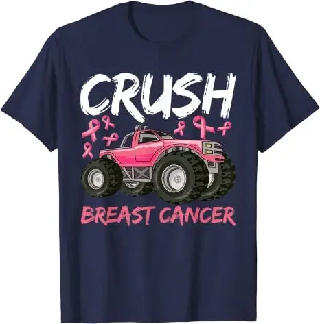 the CRUSH BREAST CANCER - Breast Cancer Awareness Car Lover Graphic T-Shirts