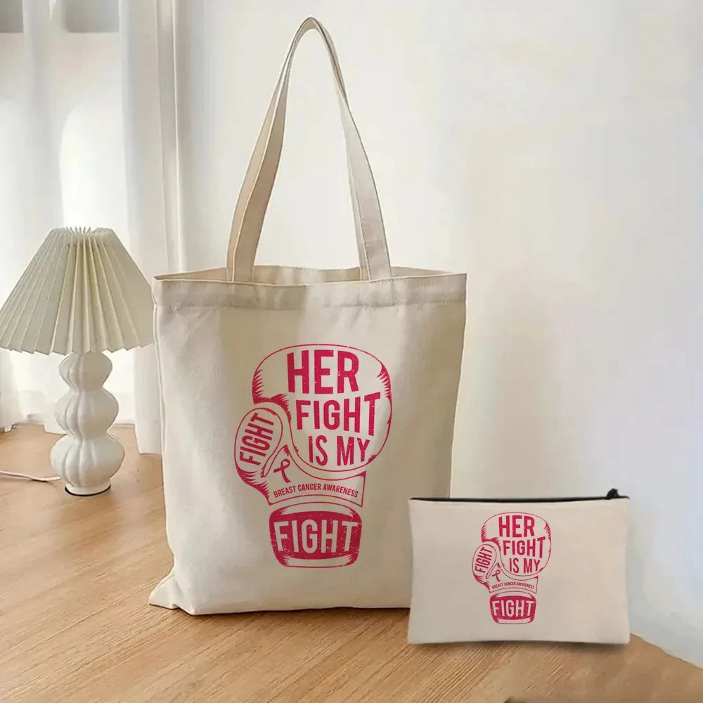 the TOTER - Pink Breast Cancer Awareness Printed Tote Women's Fashion