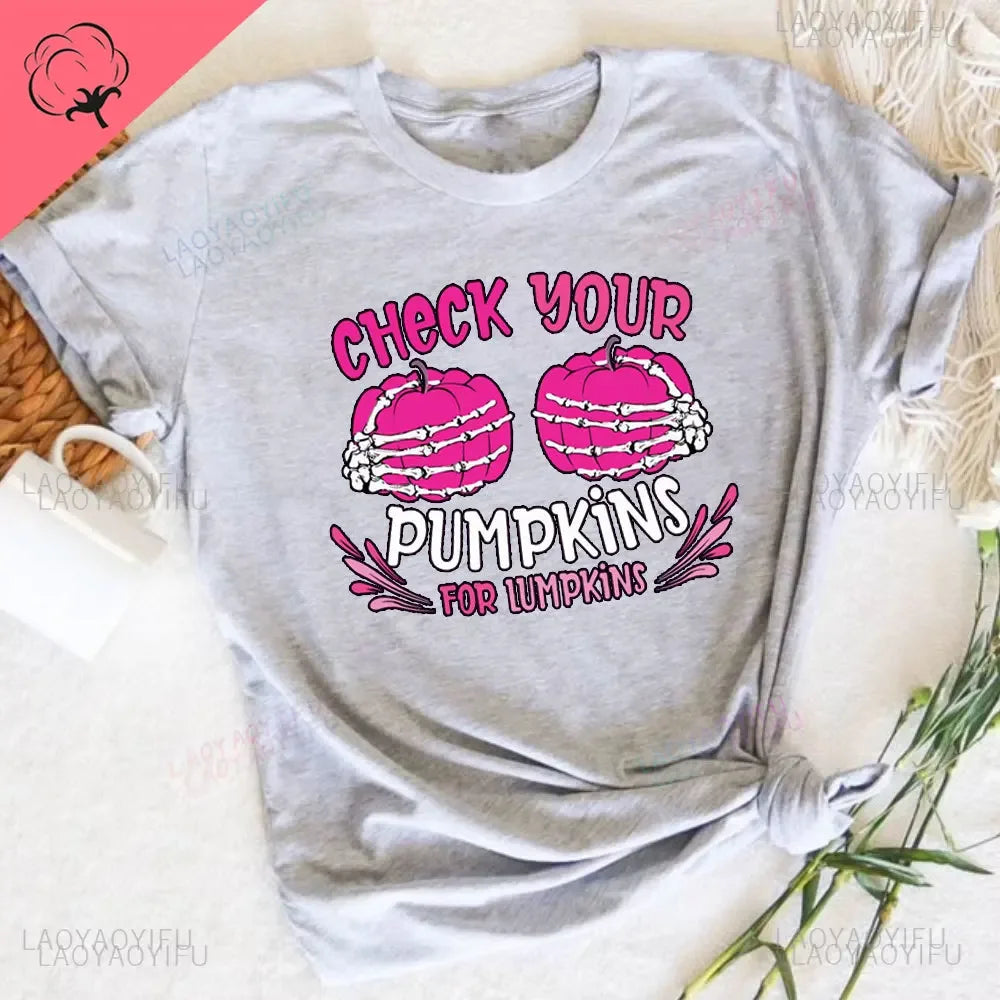 the SPOOKY HANDS - Skeleton Hands Pink Ribbon T-Shirt Breast Cancer Awareness