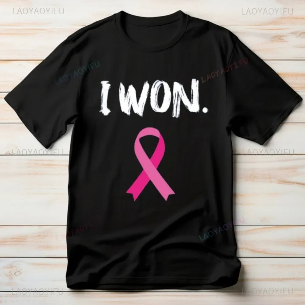 the I WON - Cancer Awareness Breast Cancer Pink Ribbon Shirt I Won T-Shirt