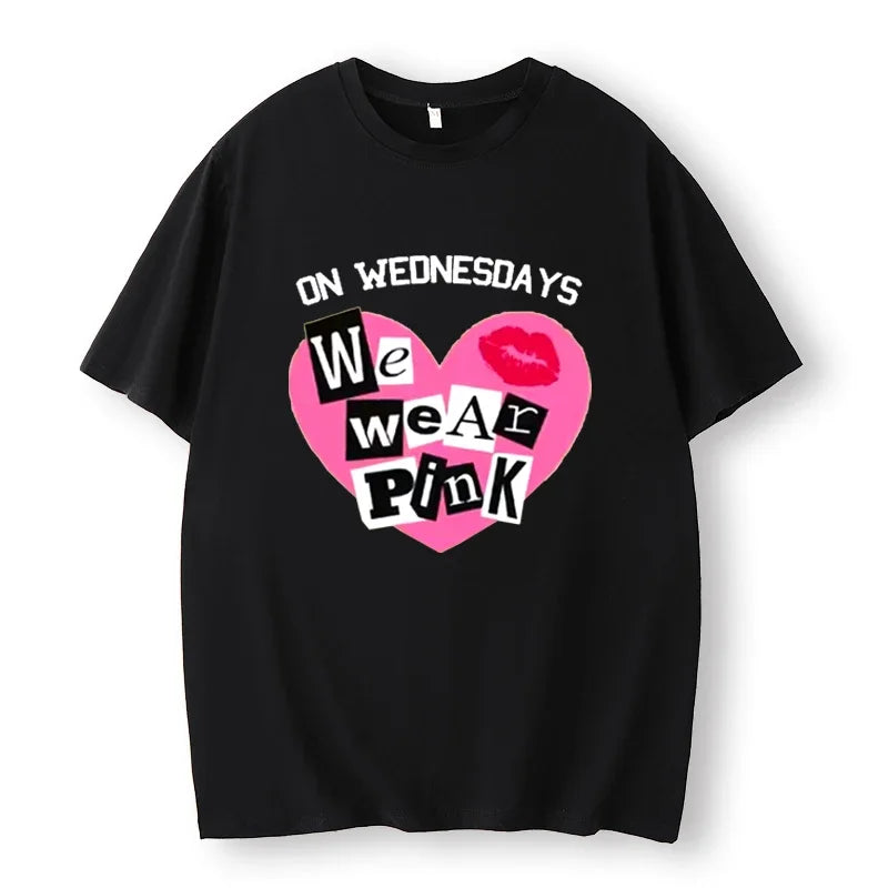 the PINK WEDNESDAYS - We Wear Pink Wednesday T-Shirts, Pink Wednesday T-Shirts, Breast Cancer Awareness Mean Girl Fashion Trends Hip Hop Rock Streetwear