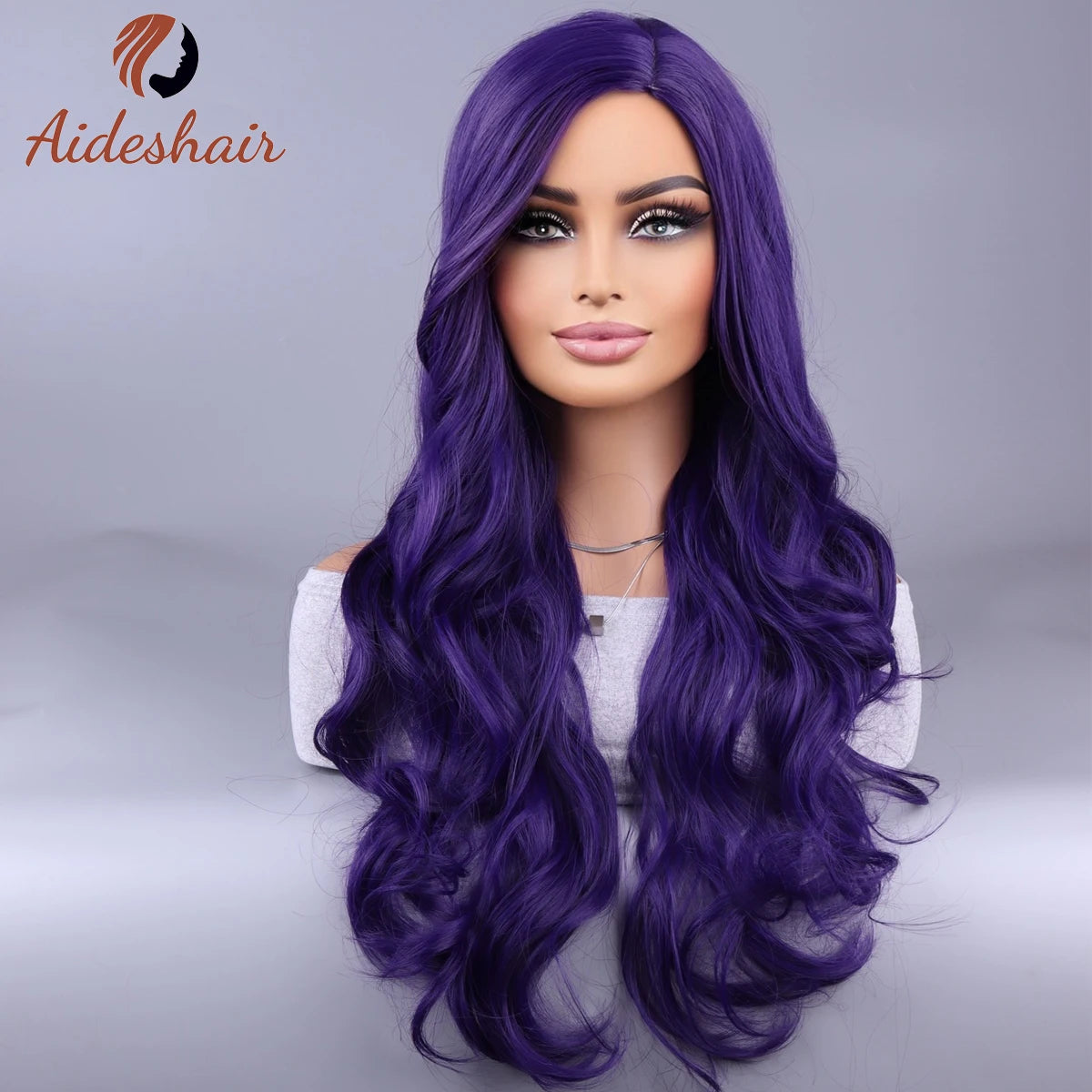 the BROOKE SHIELDS - Synthetic Wig European and American Mid-Section Curly Hair Wig, Female Hair Hanging Ear Highlights Fluffy Big Waves Mixed Brown