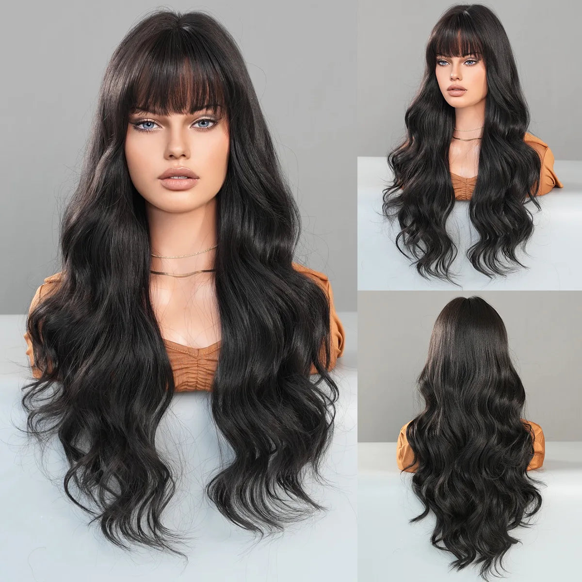 the GINGER - New Fashion Wig Female Long Curly Hair, Orange Big Wave Synthetic Fiber High Temperature Silk Wig - Full Head Cover
