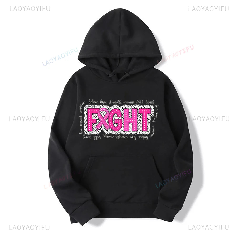 the HOODIE - Breast Cancer Awareness Fight Inspirational Pink Ribbon Hoodie