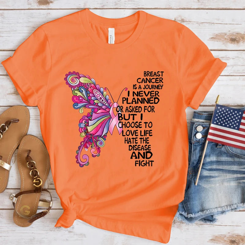 the INSPIRATIONAL BUTTERFLY - Breast Cancer Awareness Butterfly T-Shirts
