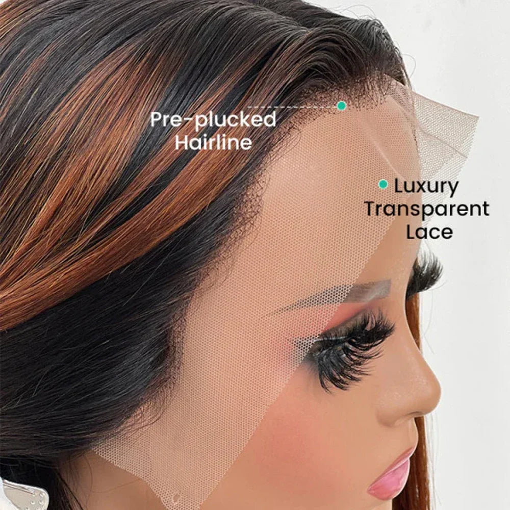 the RAMONA - Body Wave Synthetic Lace Front Wigs for Women, Honey Blonde Highlight Body Wavy Lace Wigs Heat Resistant Cosplay Wig