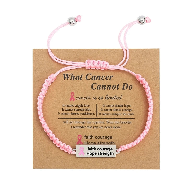 the FRIENDSHIP BRACELET - Pink Ribbon Charm Bracelet Breast Cancers Awareness