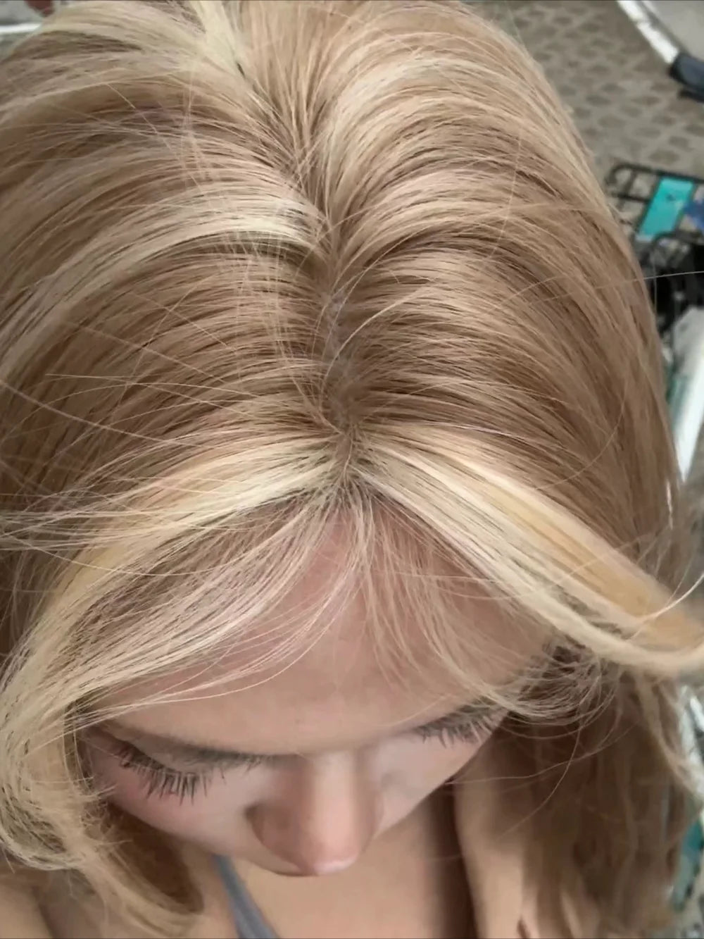 the STRAIGHT UP - Blonde Wig for Women, Long Straight Blonde Brown Wig, Asian American Lace Front Synthetic Wig for Daily Use Cosplay Ombre