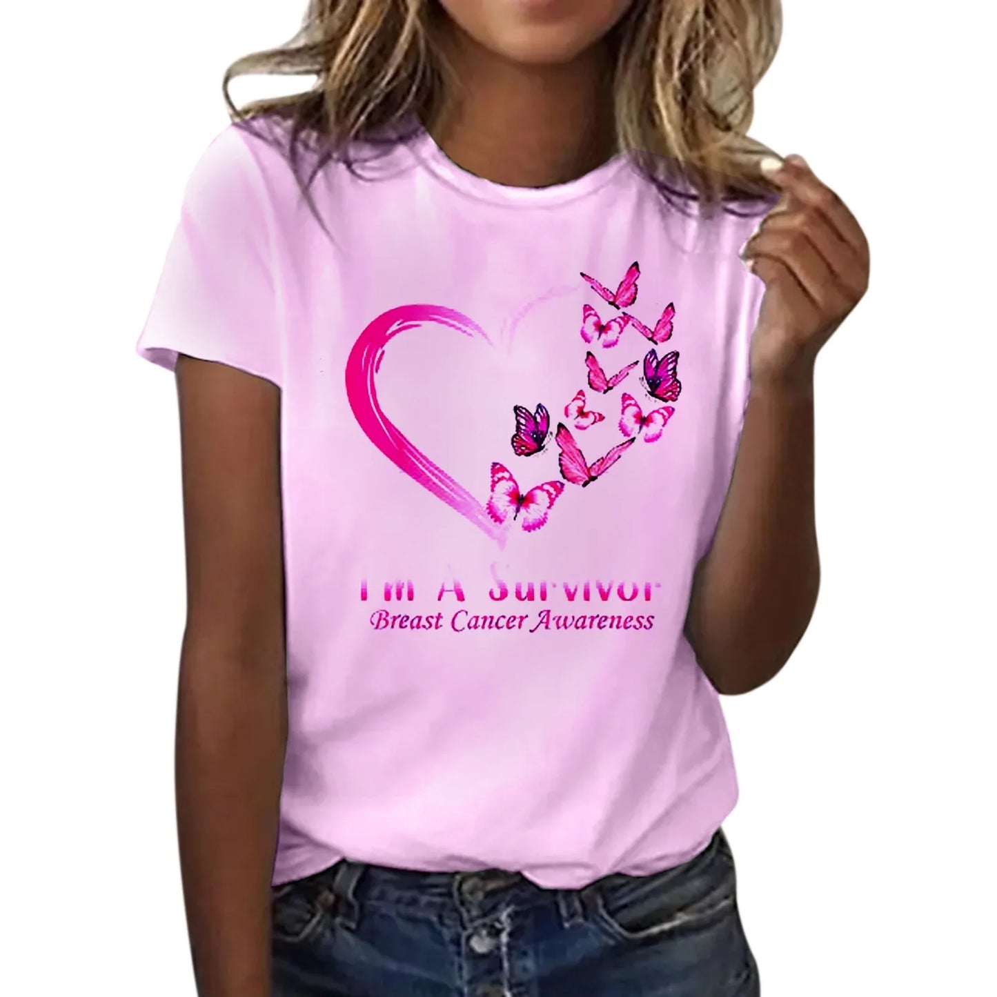 the HEART BUTTERFLY - Breast Cancer Awareness T-Shirts for Women