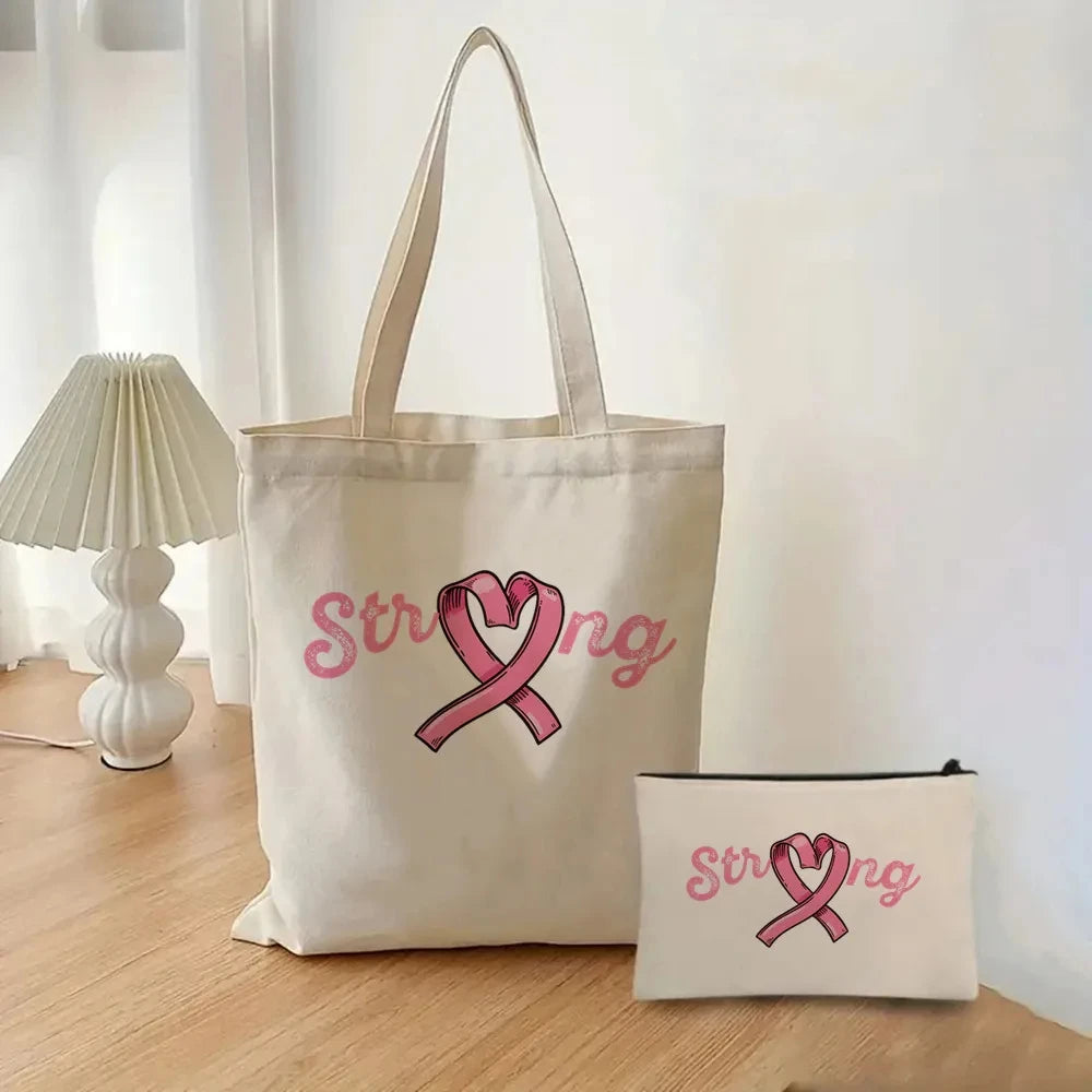 the TOTER - Pink Breast Cancer Awareness Printed Tote Women's Fashion