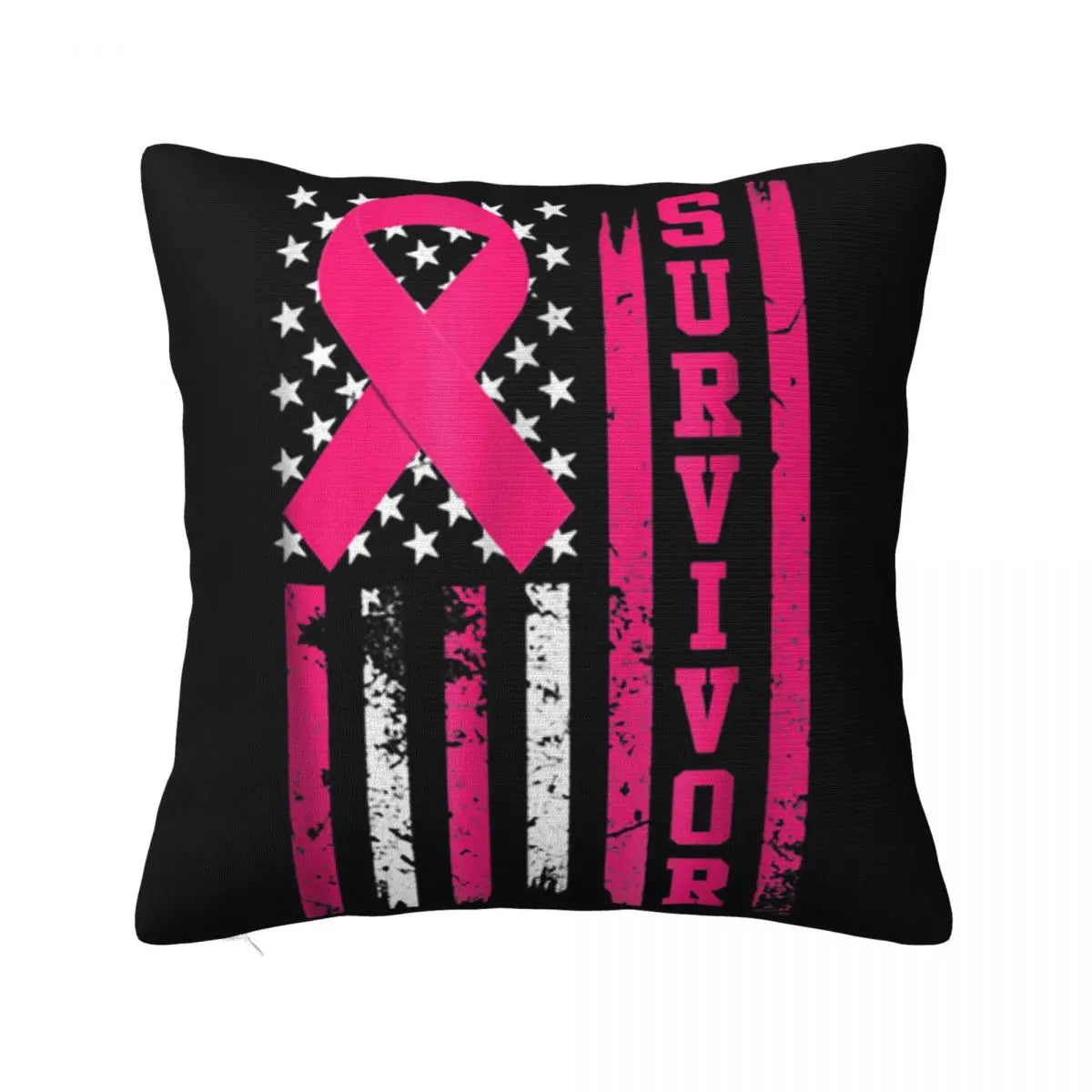 the SURVIVOR PILLOWCASE - Breast Cancer Survivor Bold Pink Ribbon Pillowcase