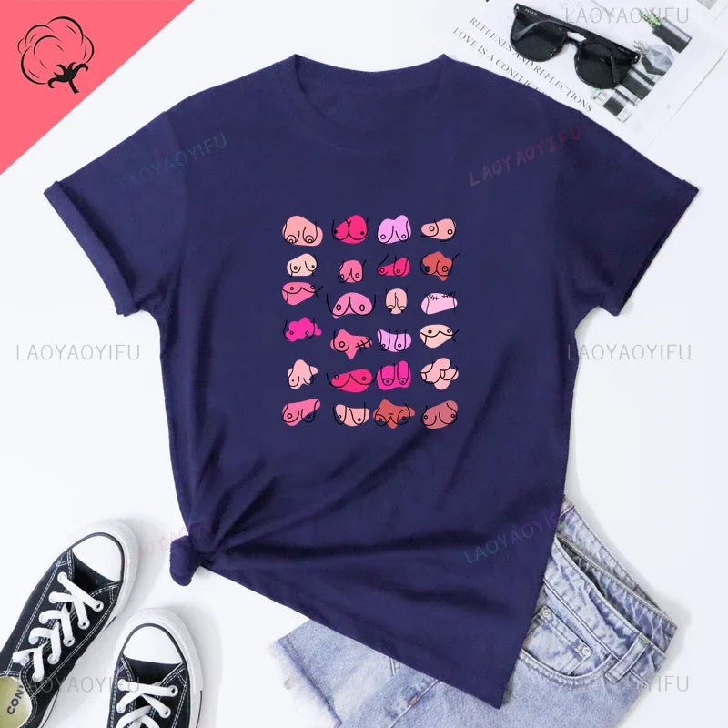 the BODY POSITIVITY - Boobies Shirt Aesthetic Women Body Positivity Graphic Tops