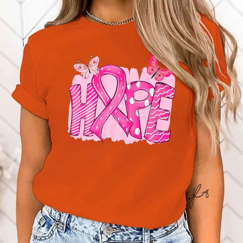 the HOPE - Breast Cancer Awareness Hope Printing T-Shirt for Women