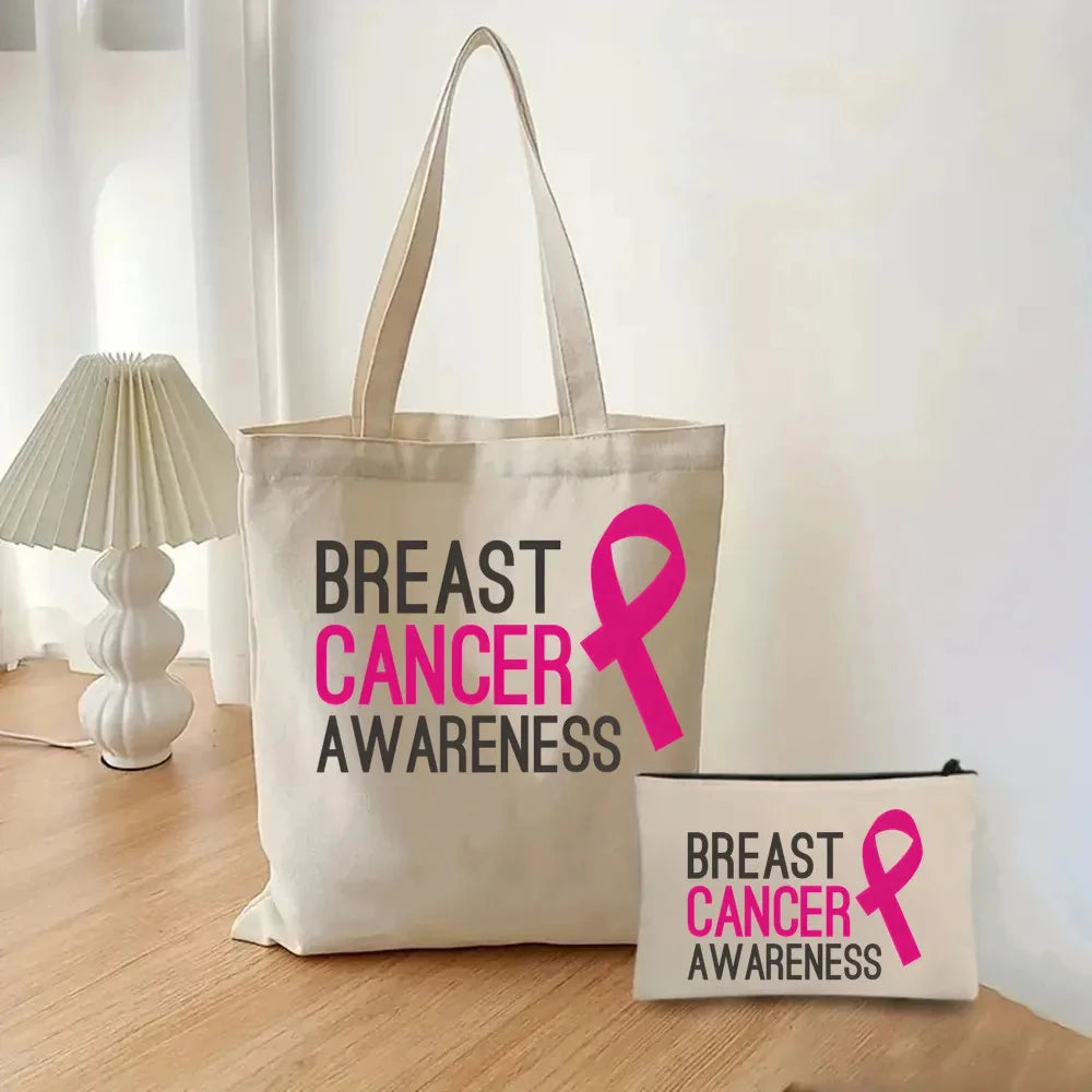 the TOTER - Pink Breast Cancer Awareness Printed Tote Women's Fashion