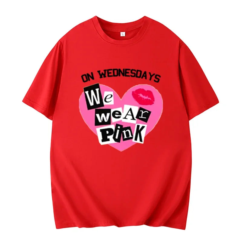 the PINK WEDNESDAYS - We Wear Pink Wednesday T-Shirts, Pink Wednesday T-Shirts, Breast Cancer Awareness Mean Girl Fashion Trends Hip Hop Rock Streetwear
