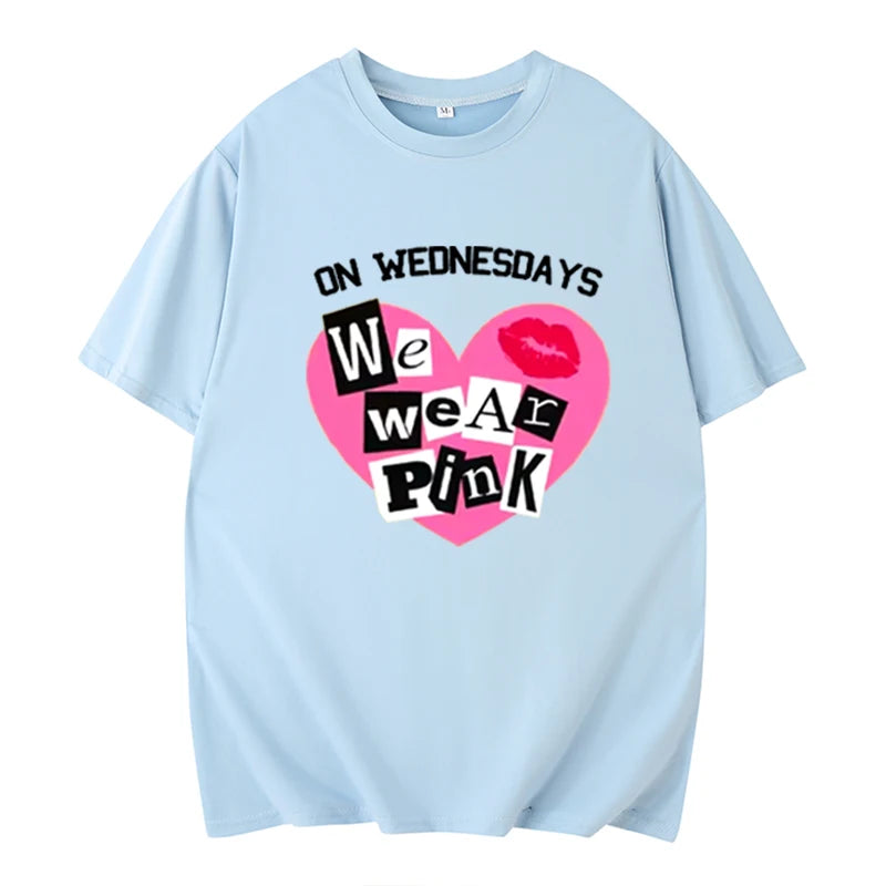 the PINK WEDNESDAYS - We Wear Pink Wednesday T-Shirts, Pink Wednesday T-Shirts, Breast Cancer Awareness Mean Girl Fashion Trends Hip Hop Rock Streetwear