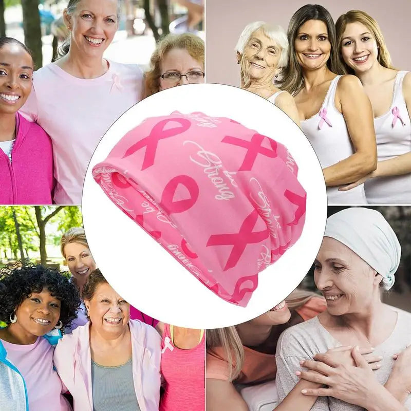 the COMFY CAP - Pink Breast Cancer Awareness Hats with Elastic Band and Pink Ribbon Pattern Casual Breathable Awareness Hat for Women