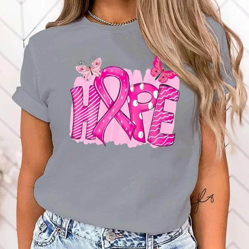 the HOPE - Breast Cancer Awareness Hope Printing T-Shirt for Women