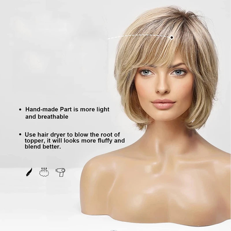 the MEGHAN - Synthetic Hair Short Layered Straight Blonde Wig for Women