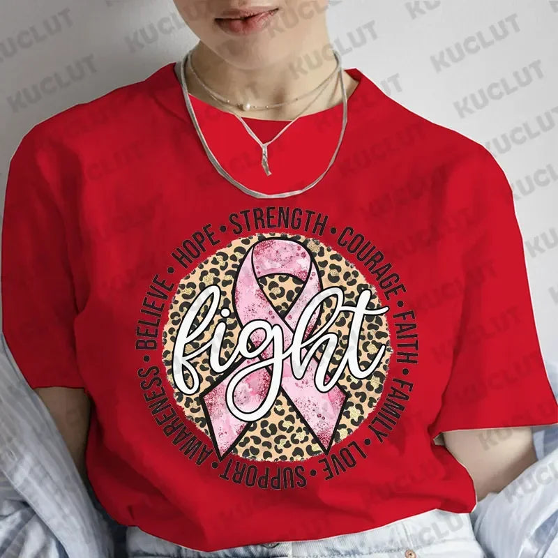 the FIGHT RIBBON - Fight Breast Cancer T-Shirts Pink Cancer Ribbon T-Shirts Leopard Breast Cancer Awareness Clothing