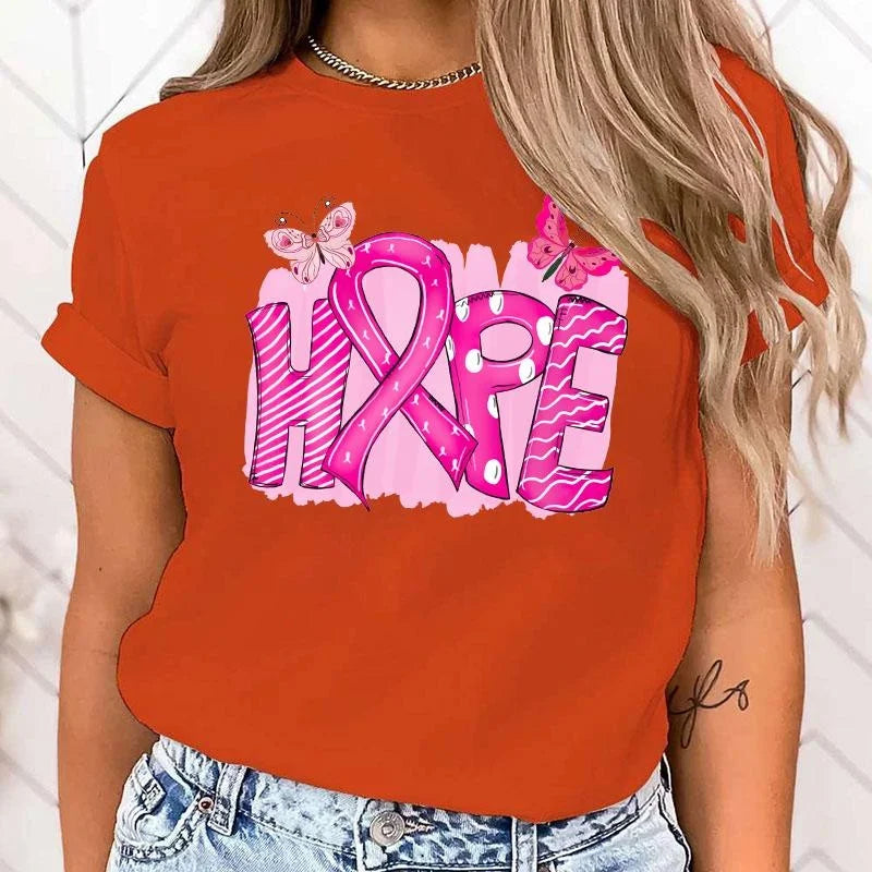 the HOPE - Breast Cancer Awareness Hope Printing T-Shirt for Women