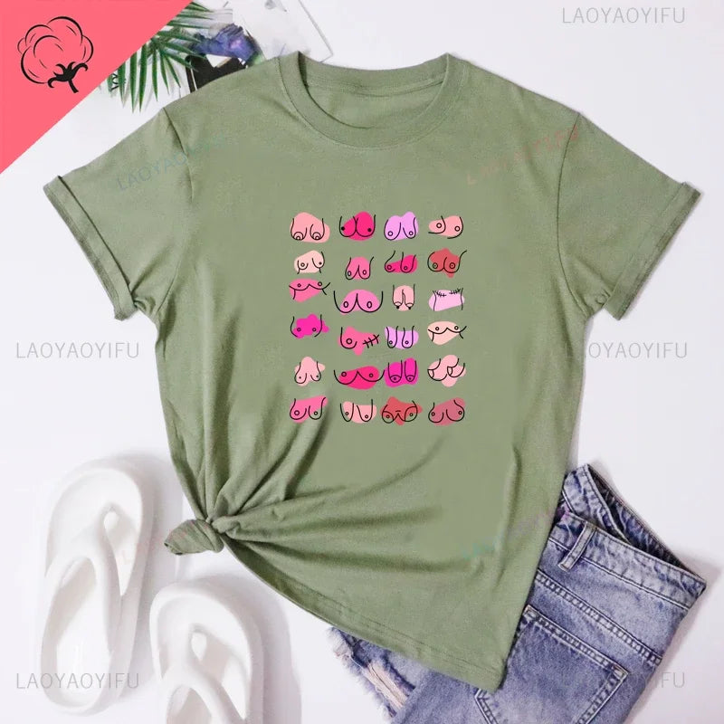 the BODY POSITIVITY - Boobies Shirt Aesthetic Women Body Positivity Graphic Tops