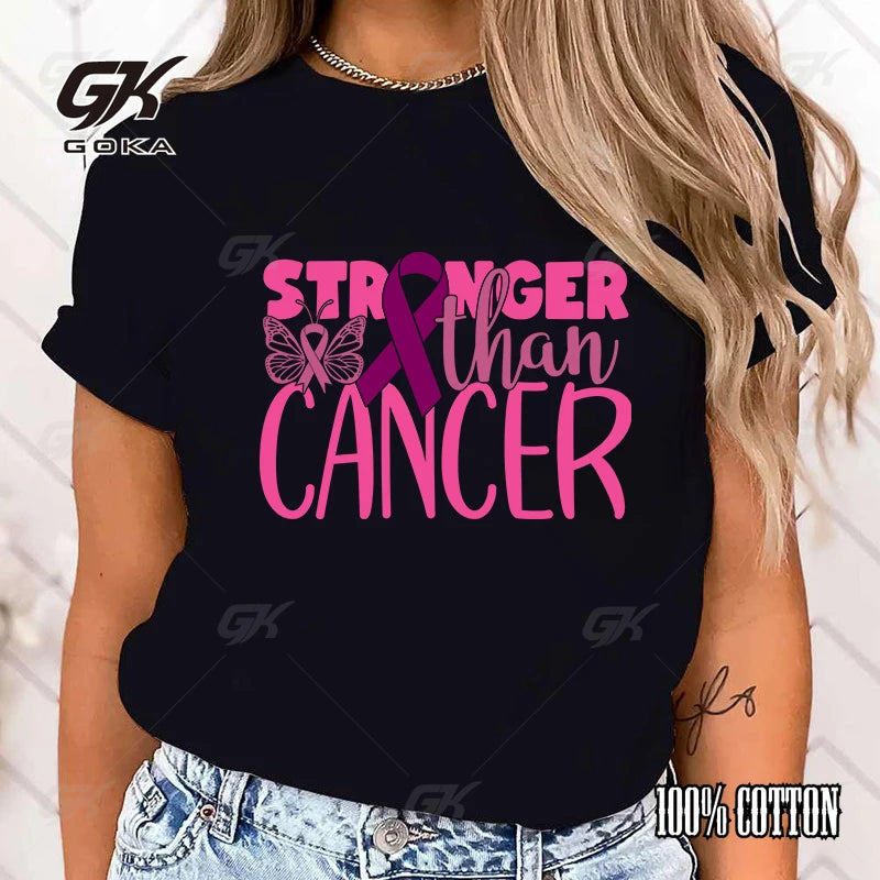 the STRONGER THAN CANCER - Breast Cancer Awareness Stronger Than Cancer Graphic Print T-Shirt