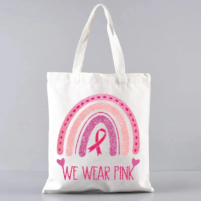 the TOTER - Pink Breast Cancer Awareness Printed Tote Women's Fashion