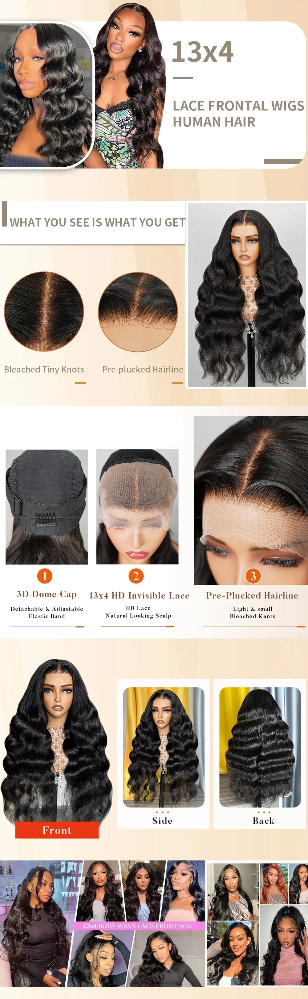 the CHLOE - 250 Density 30 40 Inch 13x6 Transparent HD Lace Frontal Body Wave Wigs, Human Hair Remy 13x4 Lace Front Wig for Women