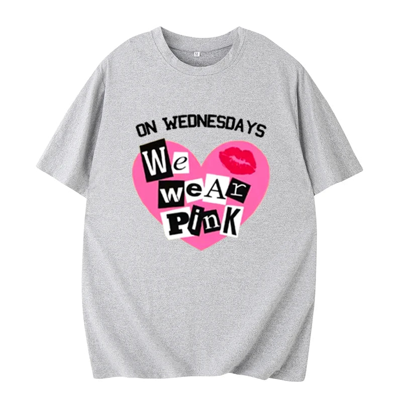 the PINK WEDNESDAYS - We Wear Pink Wednesday T-Shirts, Pink Wednesday T-Shirts, Breast Cancer Awareness Mean Girl Fashion Trends Hip Hop Rock Streetwear
